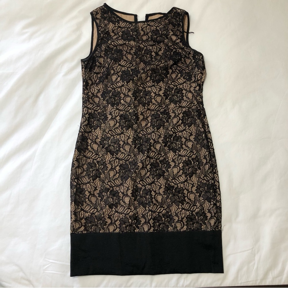 Cache Nude and Black Lace Dress